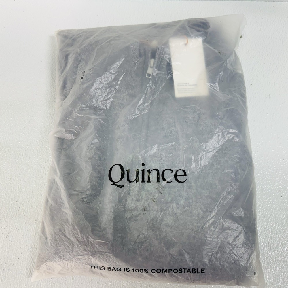 Quince NWT Heather Grey Men's Mongolian Cashmere Quarter Zip Sweater Size XXXL